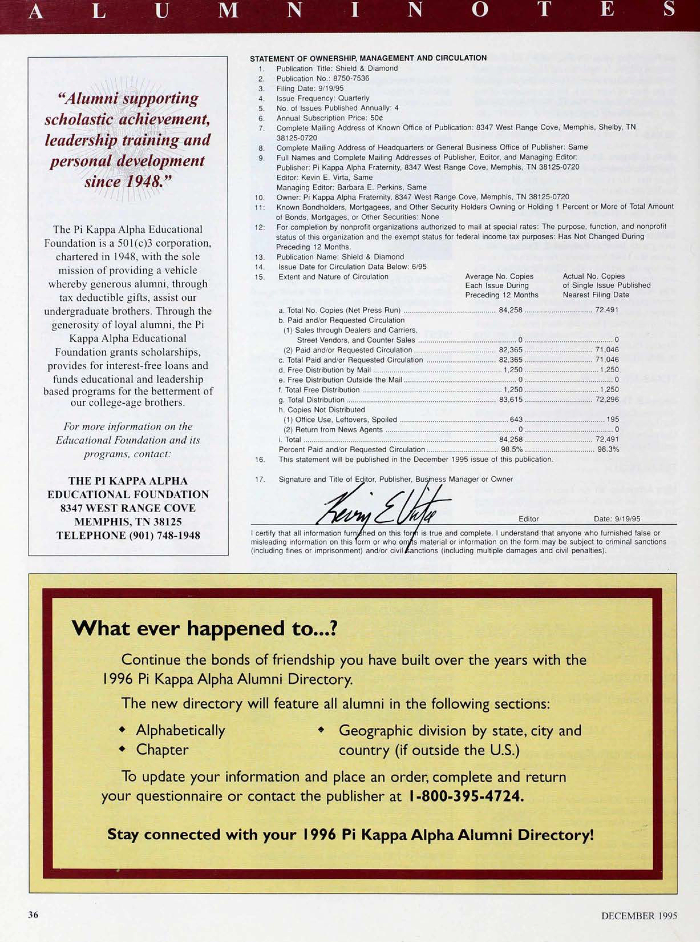 Alumni Supporting Scholastic Achievement, Leadership Training and Personal Development Since 1948